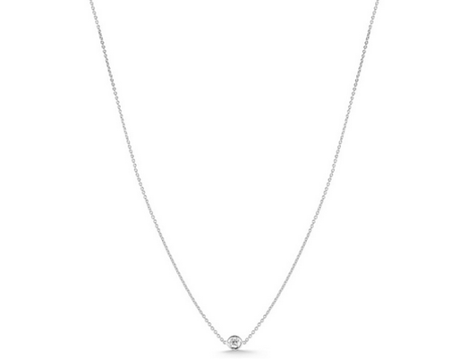 Roberto Coin 18 Karat White Gold  Station Necklace With One Round G/H Si1 Diamond At  0.10Ct 
Length: 16