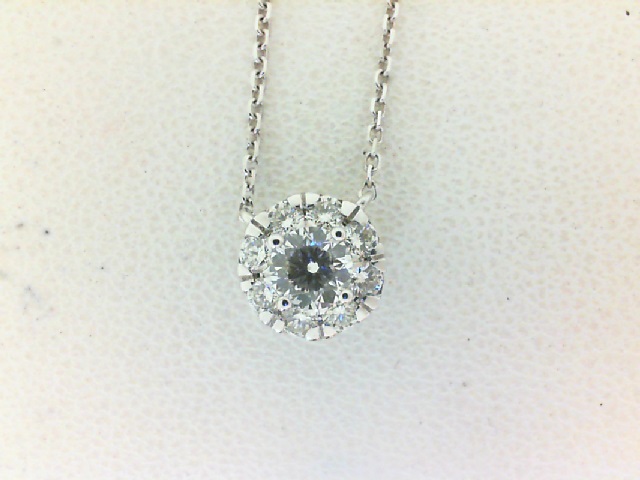 Forevermark White18K Necklace With One 0.30Ct Forevermark Round J Si1 Diamond And 8=0.25Tw Round Diamonds