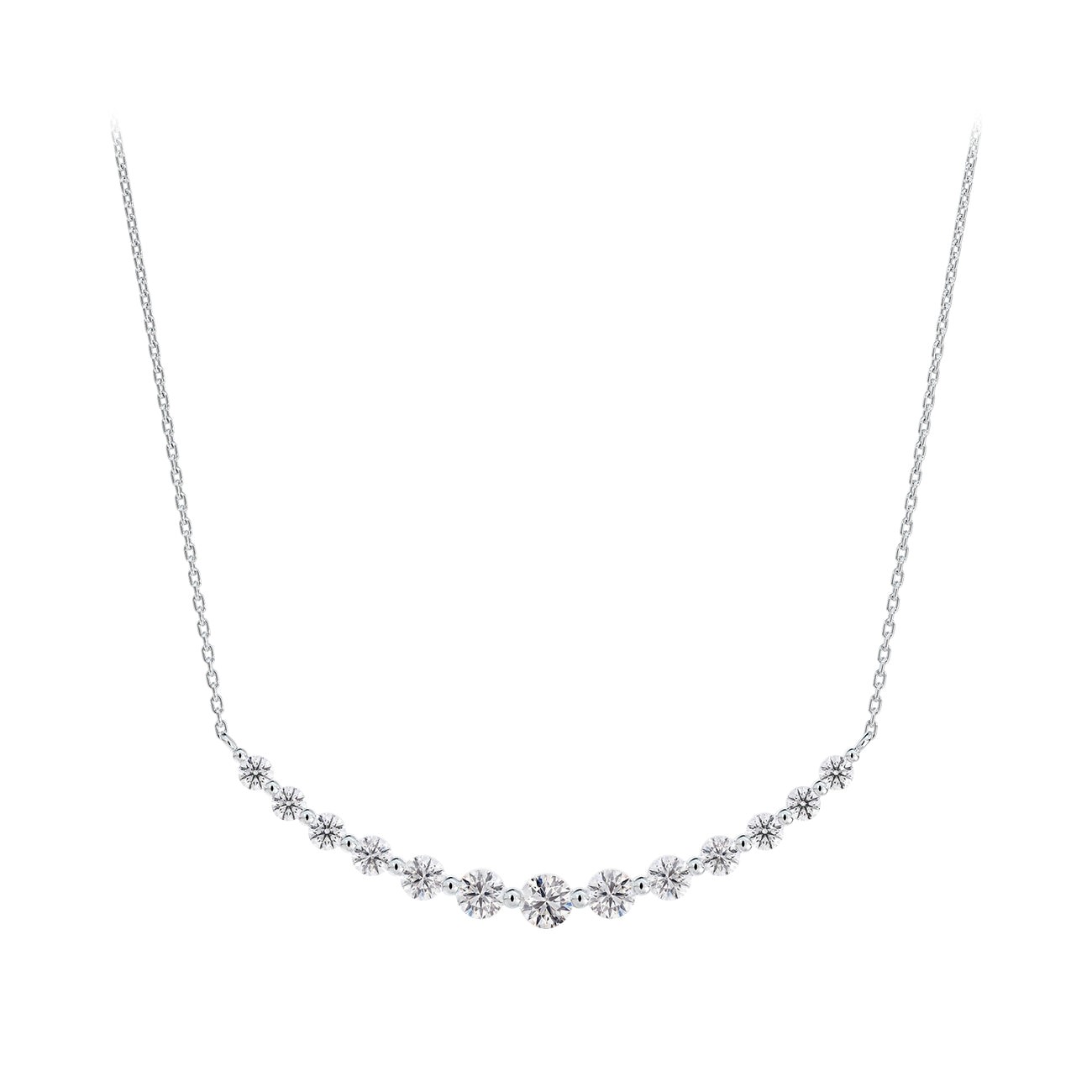 Forevermark 18 Karat White Gold Graduate Diamond Smile Necklace 1.09 Ctst 18 Inch