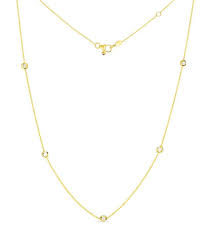 Roberto Coin 18 Karat Yellow Gold Diamonds By The Inch Station Necklace With 5=0.23 Ct  Length: 16/18