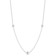 Roberto Coin 18 Karat White Gold Diamonds By The Inch 3-Station Necklace With 0.15 Ttw Round Diamonds
Length: 18