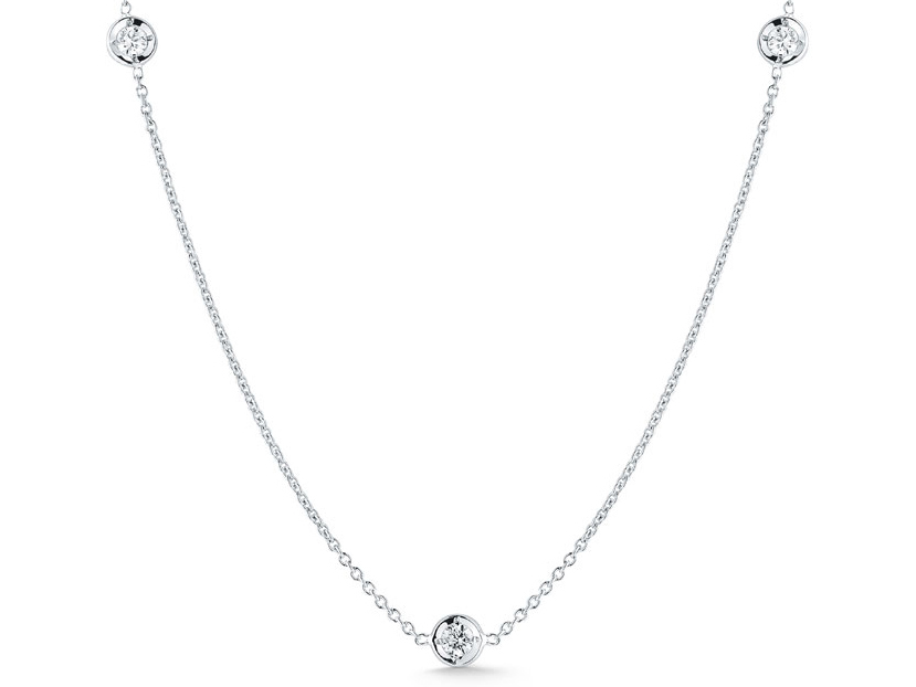 Roberto Coin White 18 Karat Bezel Set Necklace With 7=0.35Tw Round Diamonds
Name: Diamonds By The Inch
Length: 18