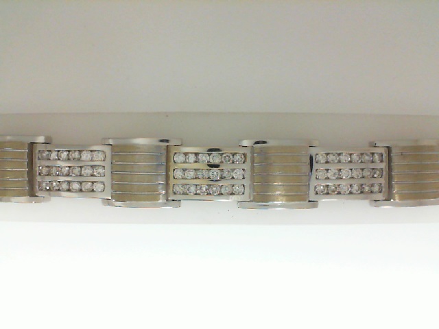 White 14 Karat white gold  Brushed & Polished Bracelet With 126=8.20Tw Round Diamonds
Length: 8.25