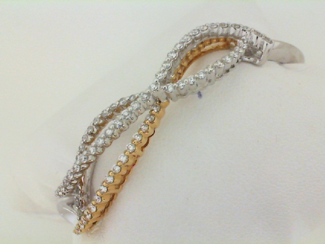 Ackerman Signature Collection: 18 Karat White/Yellow Gold Bangle Bracelet With 1.50Tw Round F Vs1-2 Diamonds