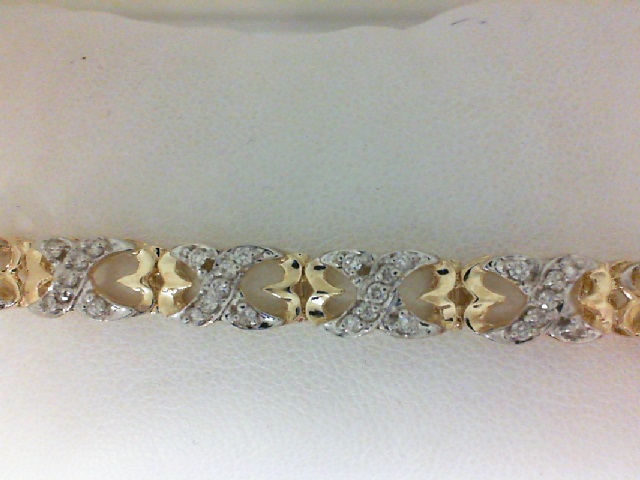 Two-Tone 14 Karat Bracelet With 105=1.60Tw Round Diamonds