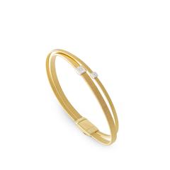 Marco Bicego: 18 Karat Yellow/White Gold Masai Two Strand Crossover Diamond Bracelet  Bracelet With 13  Round Diamonds At 0.10Tw
Length/Size: 6.6