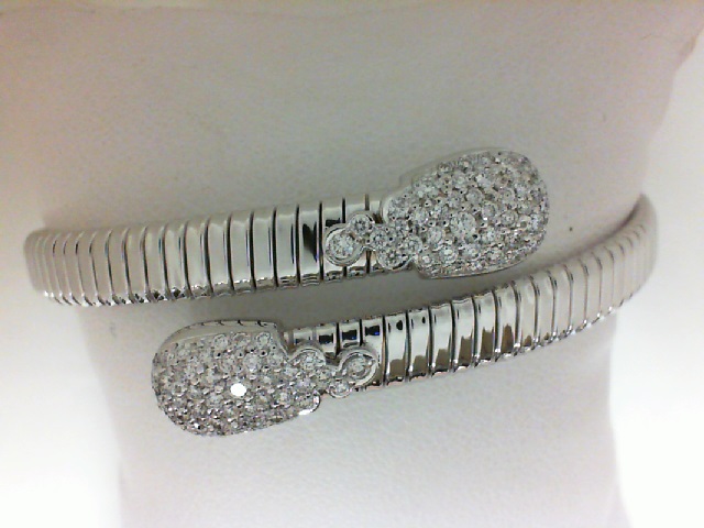 18 Karat White Gold Flexible Cuff Bracelet With 1.00Tw Round Diamonds