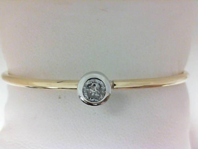 14 Karat Two-Tone  Gold Flexible  Bracelet With One 0.49Ct Round G I1 Diamond