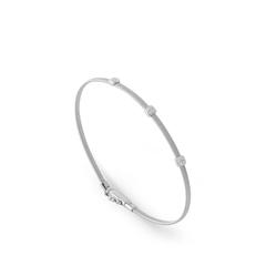 Marco Bicego:18 Karat White Gold Masai Small 3 Station Bracelet With Round Diamonds At 0.09Tw