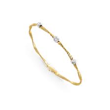 Marco Bicego Marrakech 18K Yellow Gold Twisted Coil Bracelet With Diamonds 0.15Ctw
7