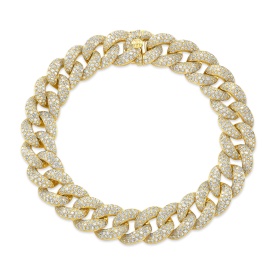 14 Karat Yellow Gold 8.37 Ct Round Brilliant Cut Diamond Pave Set Curb Link Bracelet
