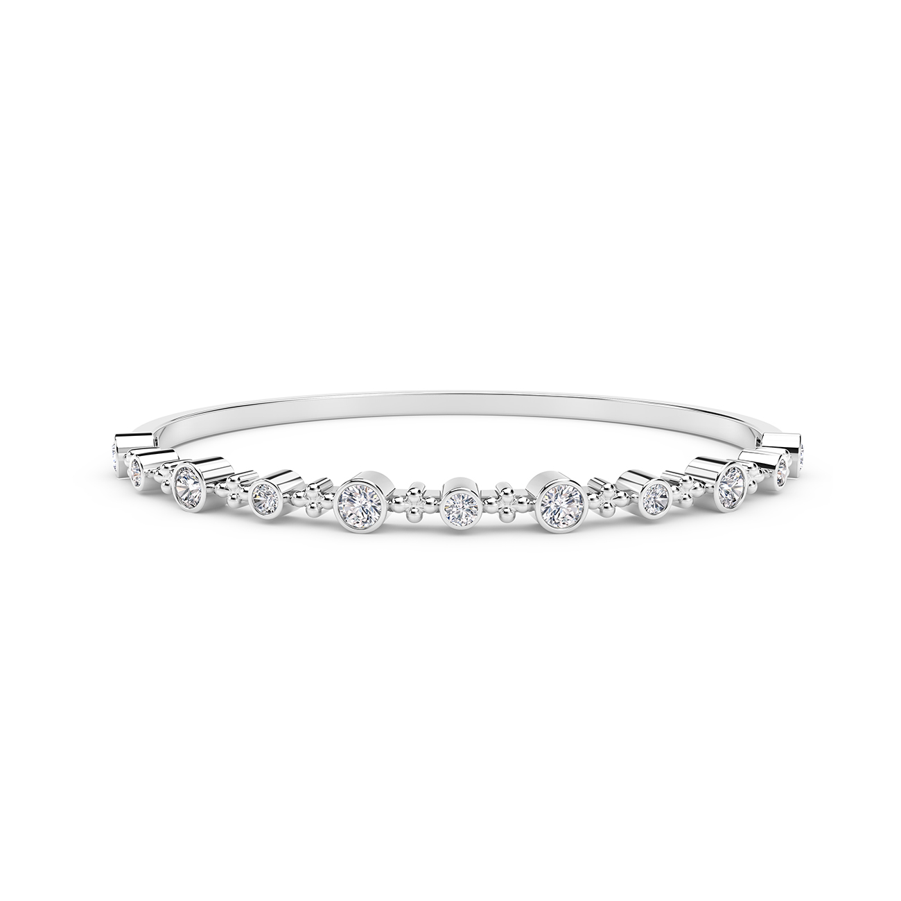 Forevermark 18 Karat White Gold Bangle Bracelet With 11=0.50Tw Round Diamonds