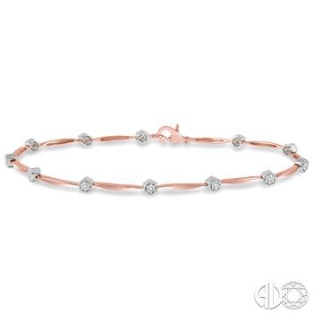 10 Karat Rose And White Gold Tennis Bracelet With 0.10Tw Single Cut Diamonds