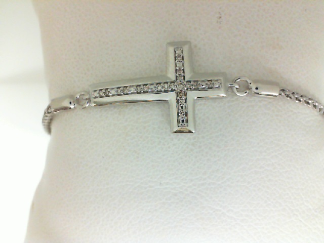 Sterling Silver Bracelet Cross Diamond Bracelet 0.07 Ct