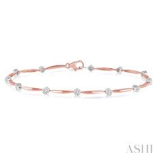 10 Karat Rose And White Gold Tennis Bracelet With 0.10Tw Single Cut Diamonds