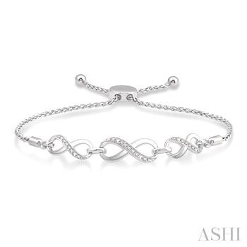 Sterling Silver Infinity Swirl Diamond Lariat Bracelet 0.07 ct