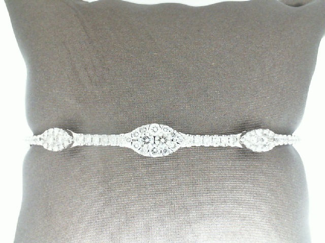 14 Karat White Gold Marquise Shape Diaond Bangle Bracelet 0.82 Ct