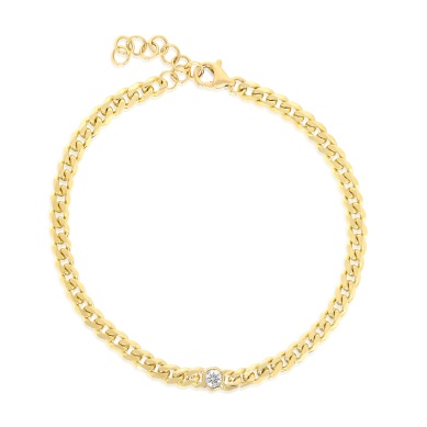 14 Karat Yellow Gold Single Diamond Baby Cuban Bracelet With One 0.08Ct 
Length/Size: 7