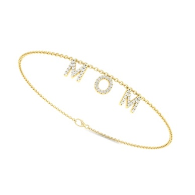 14 Karat Yellow Gold Mom Diamond Accent Bracelet 0.15Ctw
 7.5