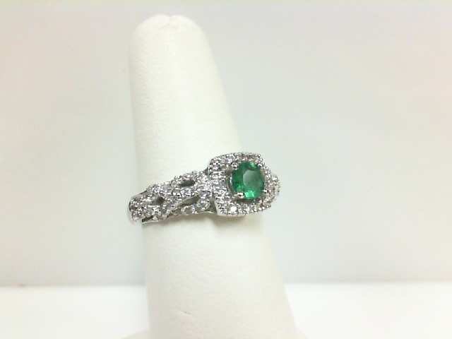14 Karat White Gold Fashion Ring With One 0.36Ct Round Emerald And 74=0.35Tw Round Diamonds
Ring Size: 6.75