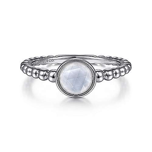 Gabriel & Co:Sterling Silver Rock Crystal and White Mother of Pearl Bujukan Ring