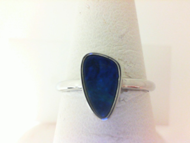 White Gold 14 Karat Doublet Opal Ring