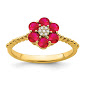 Yellow Gold 14 Karat Fashion Ring With 6=0.93Tw Round Rubys And 7=0.02Tw Round Diamonds