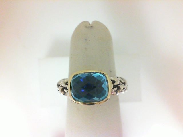 Sterling Silver & 14Ky With Blue Topaz Fashion Ring