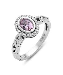 Charles Krypell: Sterling Silver  Ring With One Oval Morganite And 26=0.10Tw Round K/L SI3-I1 Diamonds