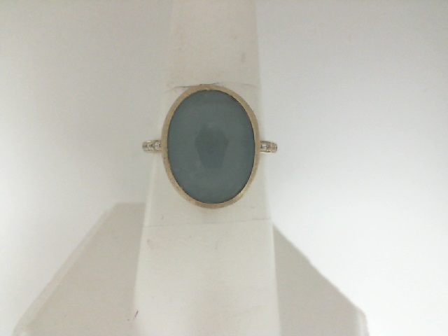 Marco Bicego 18 Karat Yellow Gold Siviglia  Aquamarine And 0.08 Ct Diamond Ring
