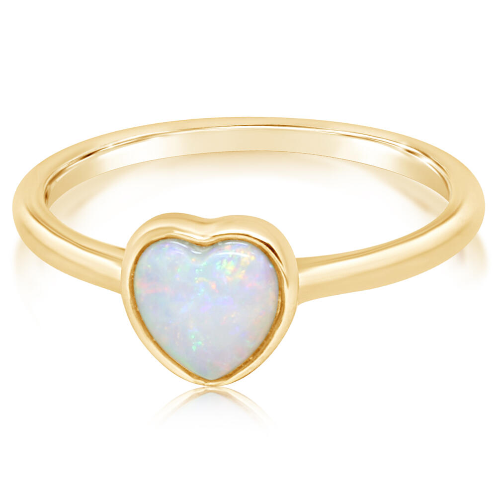 14 Karat Yellow Gold Heart Shape Austrailian Opal  0.45 Ct