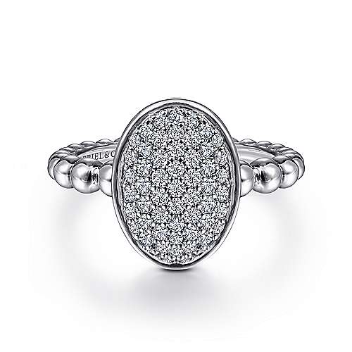 Gabriel & Co Sterling Silver Oval Ring with White Sapphire Pavé