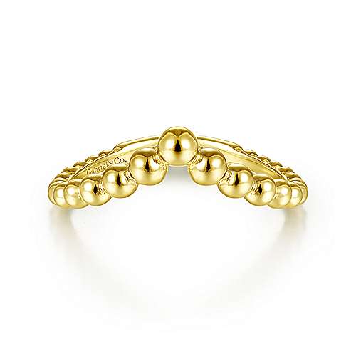 Gabriel & Co14 Karat Yellow Gold Bujukan Bead Curved Ring