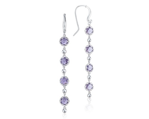 Tacori:  Sterling Silver Engraved Dangle Earrings With 8=3.68Tw Rose Cut Amethysts
Style Name: Sonoma Skies- Amethyst