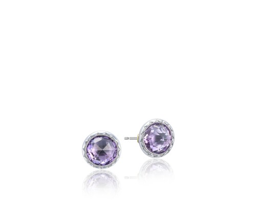 Tacori:  Sterling Silver Engraved Stud Earrings With 2=6.68Tw Rose Cut Amethysts
Style Name: Lilac Blossoms- Amethyst