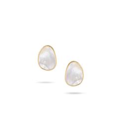 Marco Bicego: 18 Karat Yellow Gold  Lunaria Stud Earrings With 2  Oval Mother Of Pearls