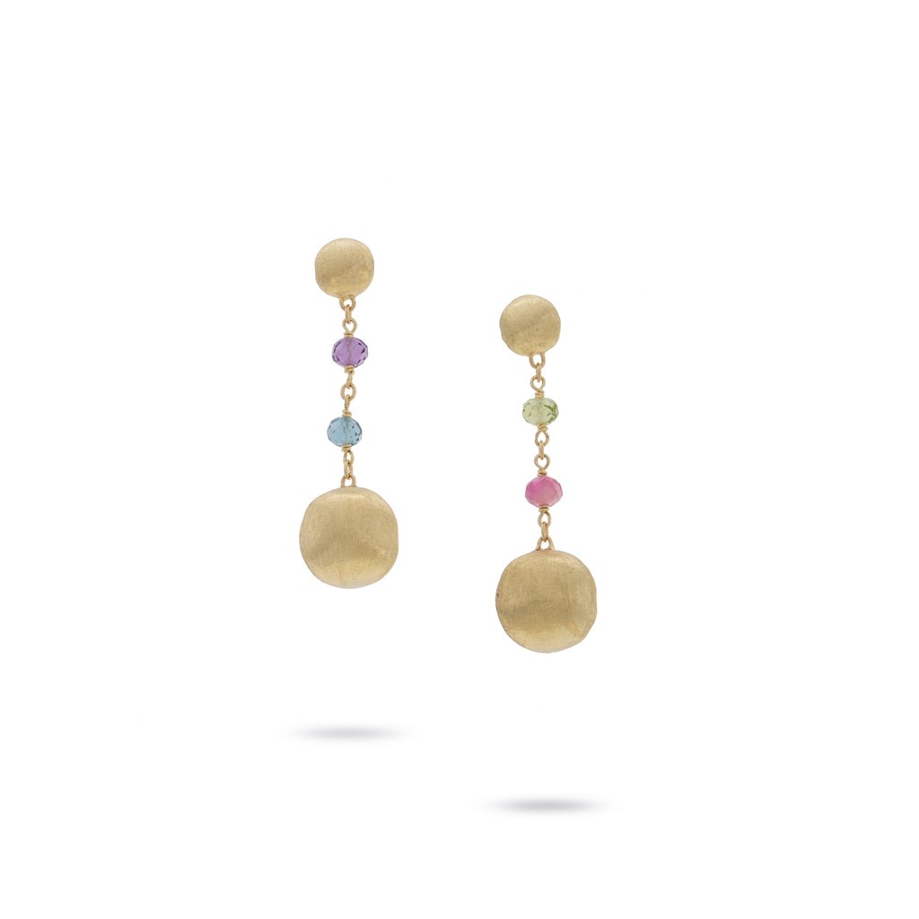 Marco Bicego: 18 Karat Yellow Gold Africa Gemstone Dangle Earrings