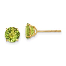 Yellow Gold 14 Karat Stud Earrings With 2=6.00Mm Round Peridots