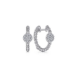Gabriel & Co Sterling Silver 15mm White Sapphire Pave' Fashion Huggie Earrings