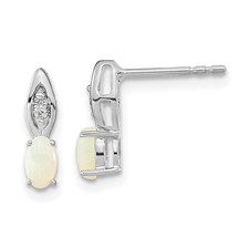 14 Karat White Gold Opal And Diamond Earrings