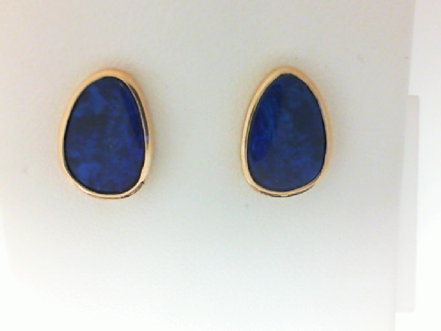 Yellow Gold 14 Karat Opal Doublet  Earrings