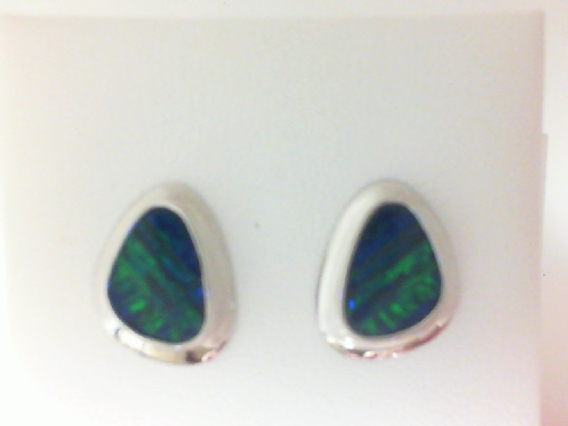 White Gold 14 Karat Doublet Opal Earrings