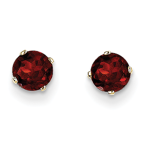 Yellow 14 Karat Stud Earrings With 2=5.00mm Round Garnets