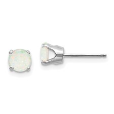 14 karat white gold 5.0 mm opal stud earrings