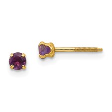 Stud Earrings With 2=3.0mm Round Amethysts
