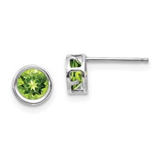 14 Karat White Gold 5.0 Mm Peridot Stud Earrings