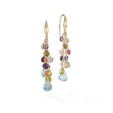 Macro Bicego 18 Karat Yellow Gold Paradise Double Drop Mixed Gemtstone Earrings