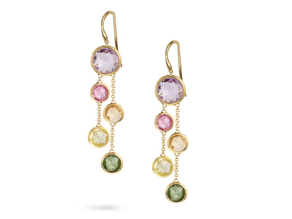 Marco Bicego: 18 karat Yellow Jaipur Mixed Gemstone Dangle Earrings