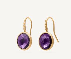 Marco Bicego Jaipur Color 18K Yellow Gold Amethyst Gemstone Drop Earrings With Diamonds 0.05ctw