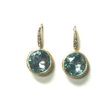 Marco Bicego 18 Karat Yellow Gold Jaipur Swiss Blue Topaz And Diamond 0.05  ct  Earrings